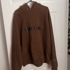 Essentials Brown Logo Pullover Hoodie
